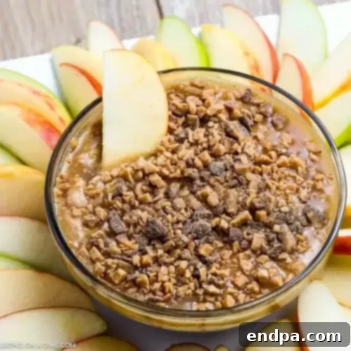 51 Effortless Apple Delights 5 Caramel Apple Dip with Heath topping