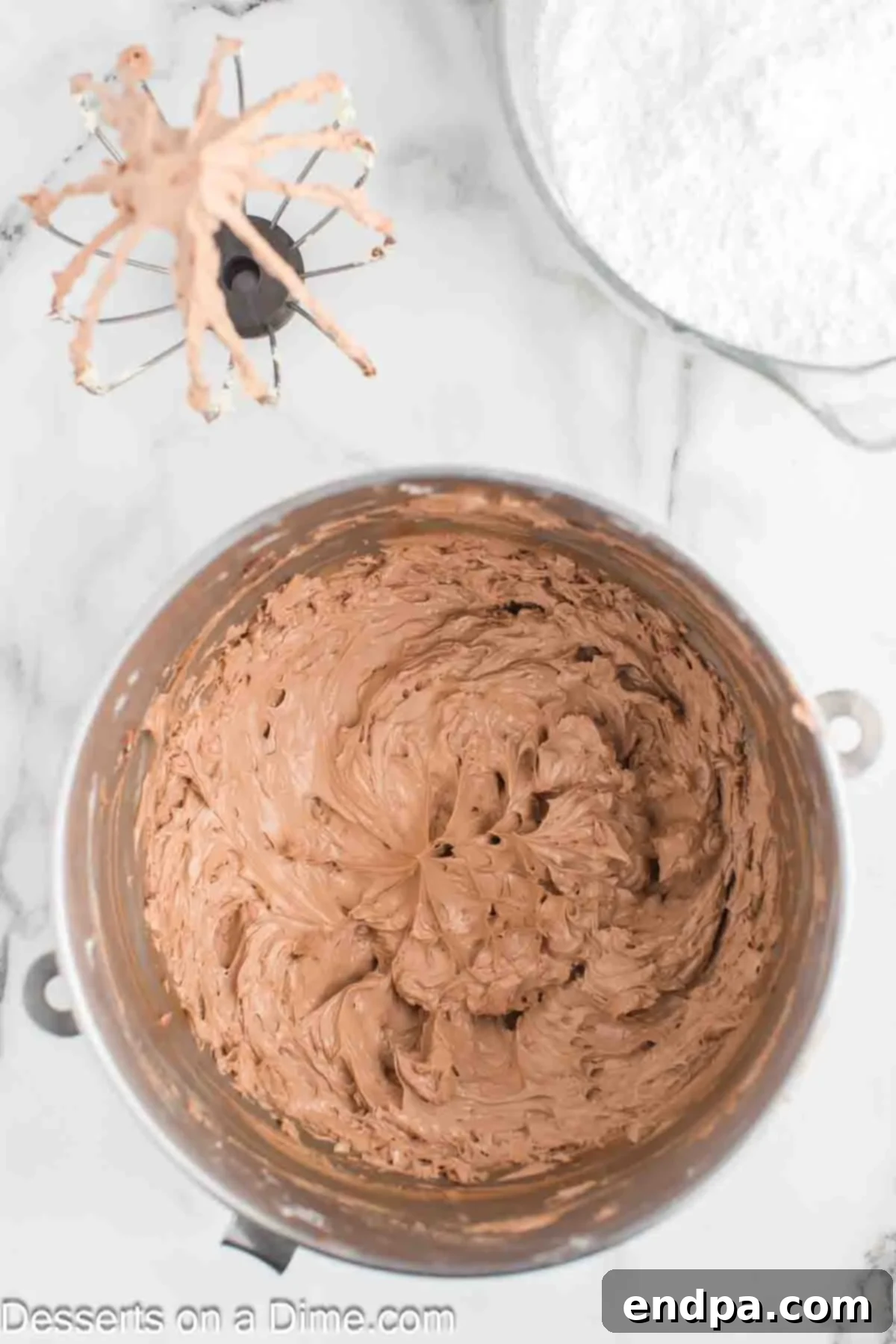 Whipped Nutella Delight 5 Nutella, heavy cream, and vanilla extract added to the creamed butter mixture.