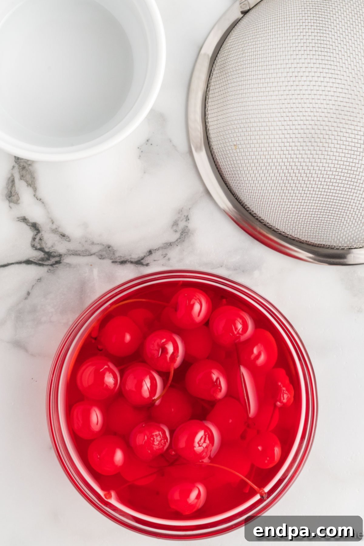 Cherries ready to be drained. 