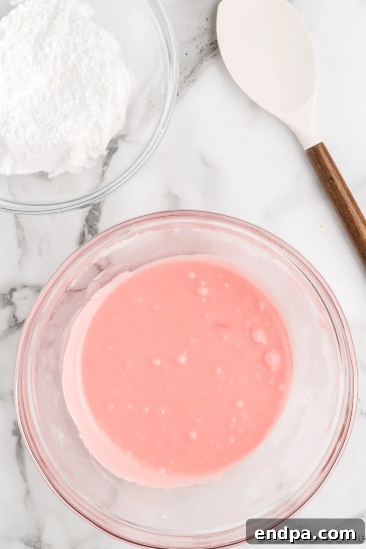 Cherry juice mixed into powdered sugar. 