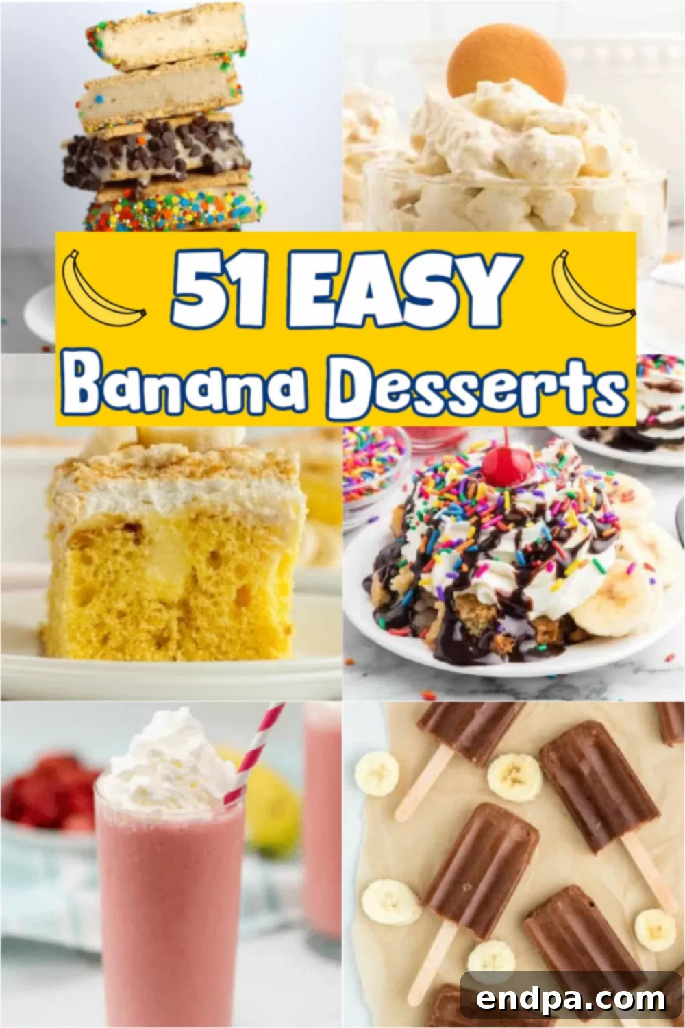 We’ve rounded up the 51 best banana desserts to satisfy your sweet tooth. Choose from the best banana dessert recipes that include quick and easy no bake options, healthy treats and luscious baked goods. #dessertsonadime #bananadesserts 