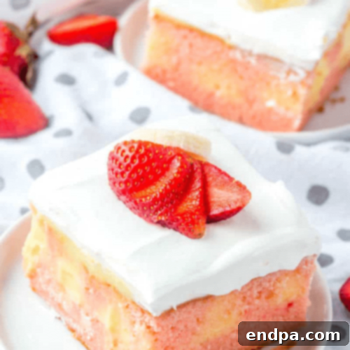 Strawberry Banana Poke Cake