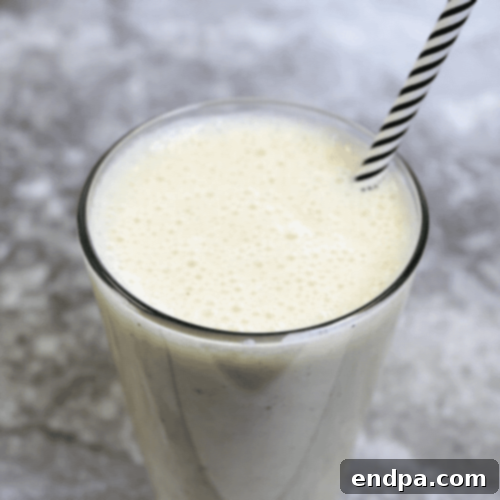 Peachy Keen: 51 Simple Dessert Ideas 8 Buttermilk Peach Smoothie with fresh peach slices and a hint of nutmeg