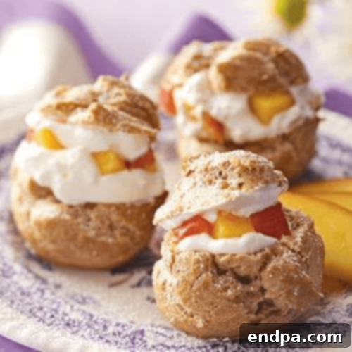 Peachy Keen: 51 Simple Dessert Ideas 28 Spiced Peach Puffs, delicately flaky and filled with juicy peach chunks