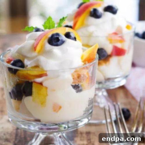 Peachy Keen: 51 Simple Dessert Ideas 32 Peach and Blueberry Trifle, an easy no-bake dessert