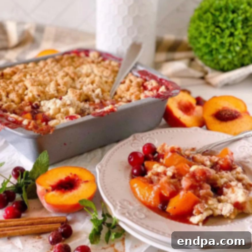 Peachy Keen: 51 Simple Dessert Ideas 38 Cranberry Peach Fall Cobbler with sweet peaches and tangy cranberries