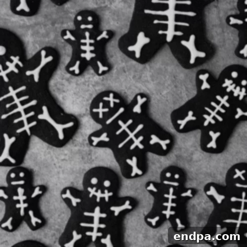 Wickedly Wonderful Halloween Cookie Ideas 29 Chocolate Cinnamon Skeleton Cookies, like chocolate shortbread, made with black cocoa