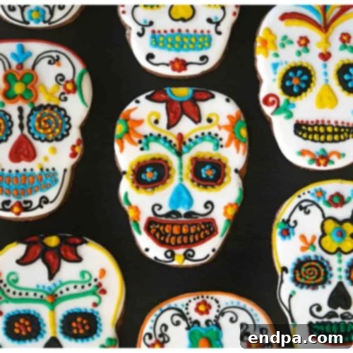 Wickedly Wonderful Halloween Cookie Ideas 30 Colorful Day Of The Dead Cookies with cinnamon, chocolate, and chipotle flavors