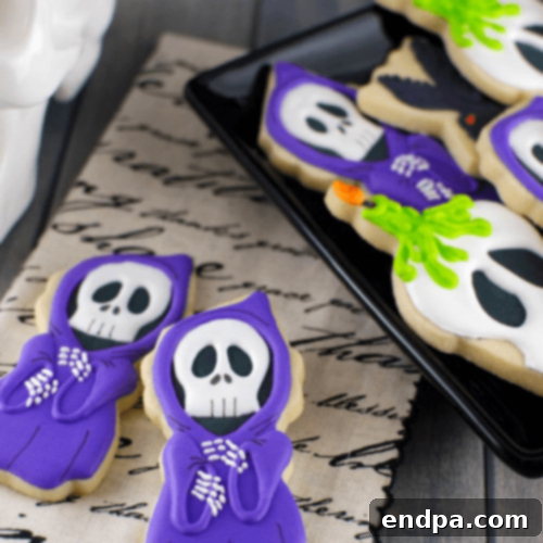 Wickedly Wonderful Halloween Cookie Ideas 32 Grim Reaper Cookies decorated with food coloring markers and icing