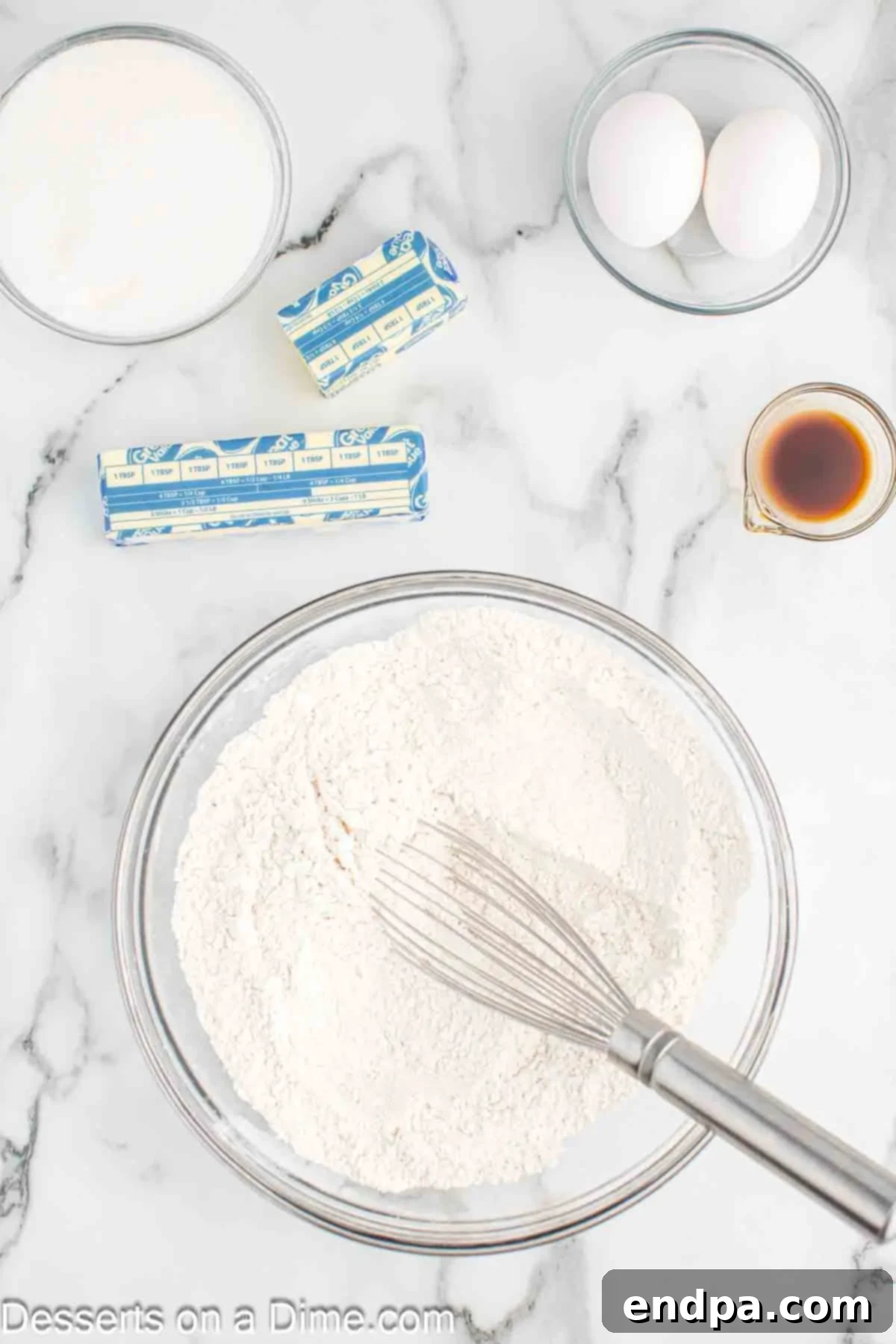 Frightfully Delicious Halloween Cookies 4 Dry ingredients combined in a bowl for sugar cookies.
