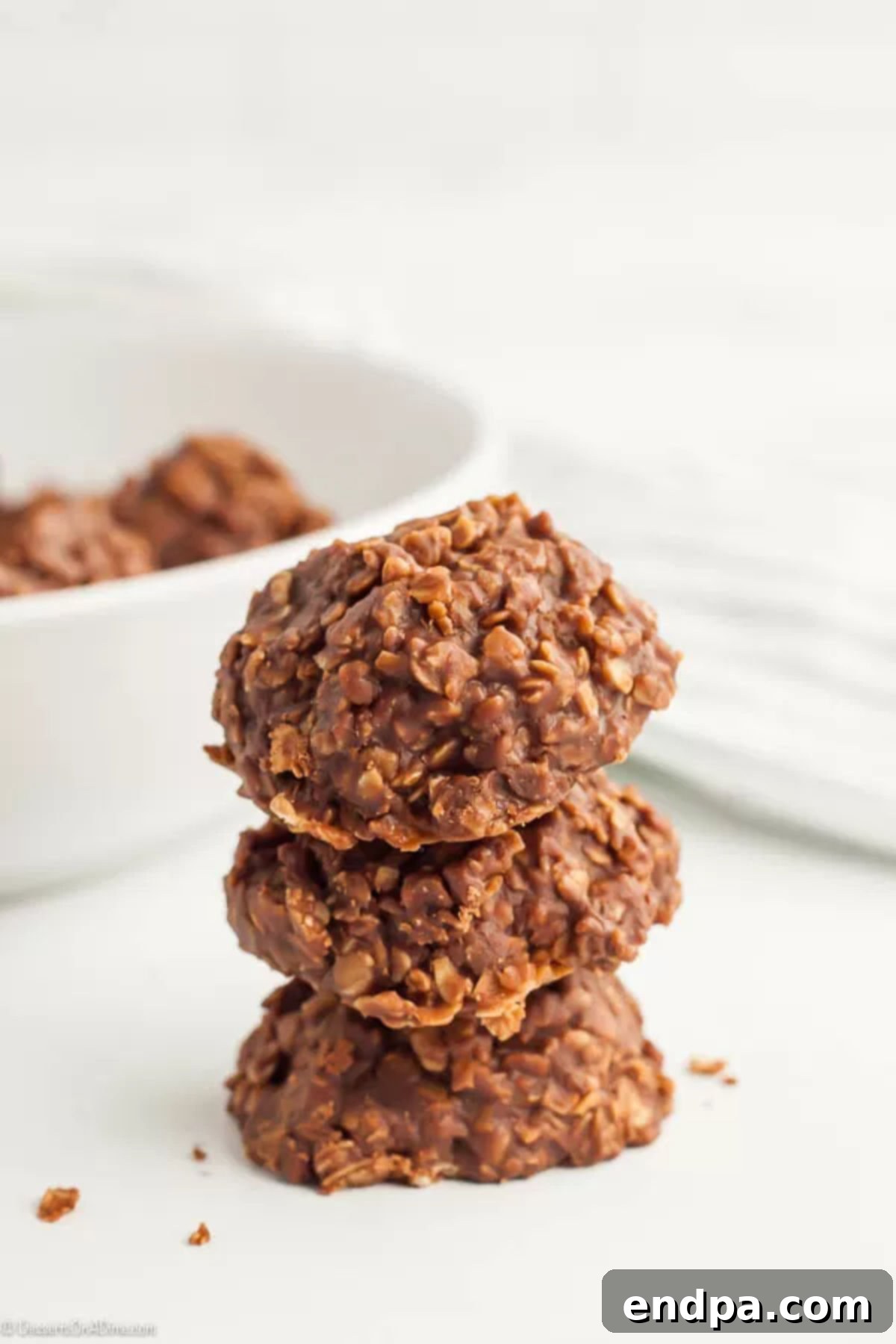 No Bake Cookies Are Freezer Friendly 2 No Bake Cookies stacked together.