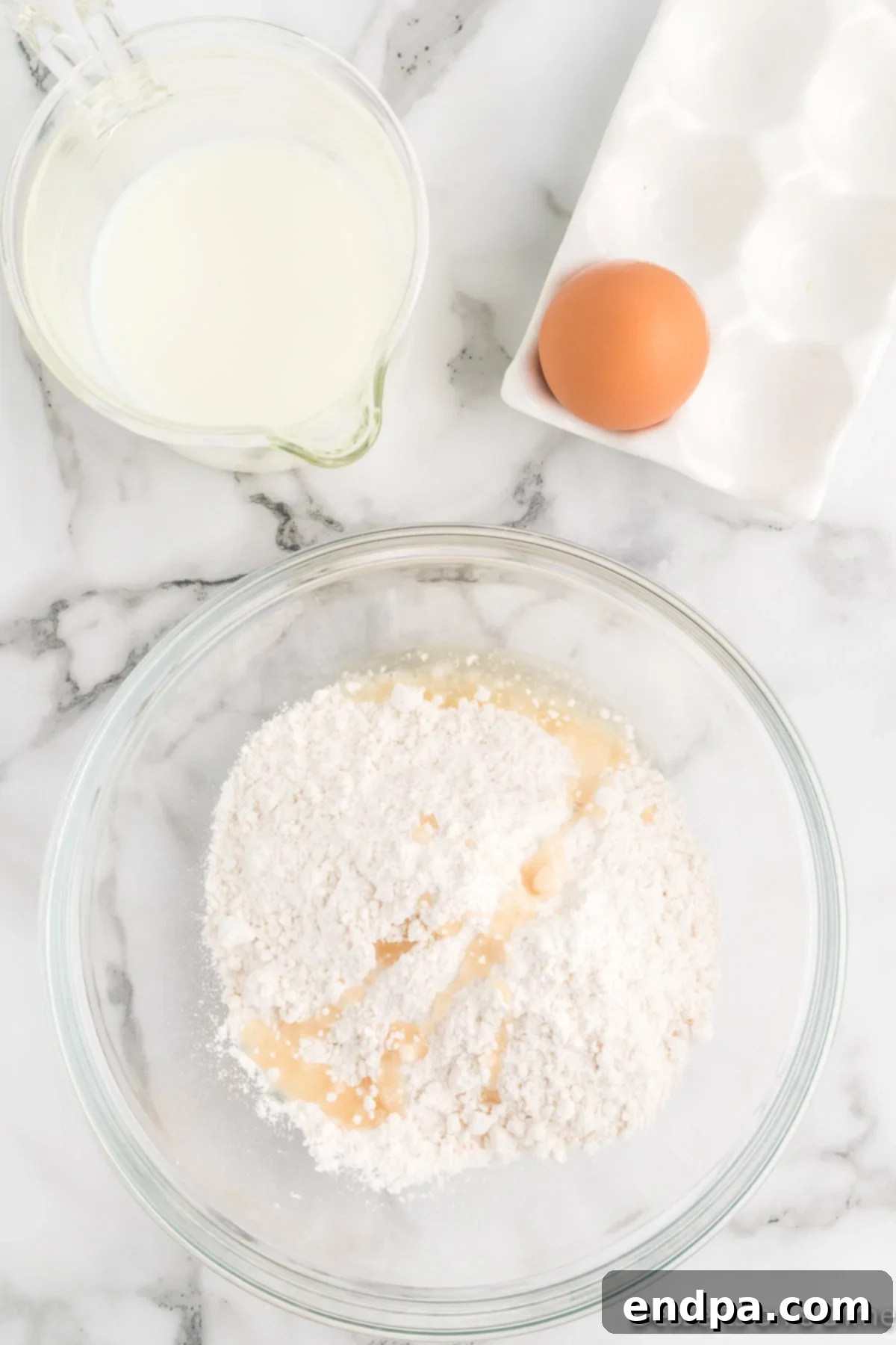 Batter combined in a bowl. 