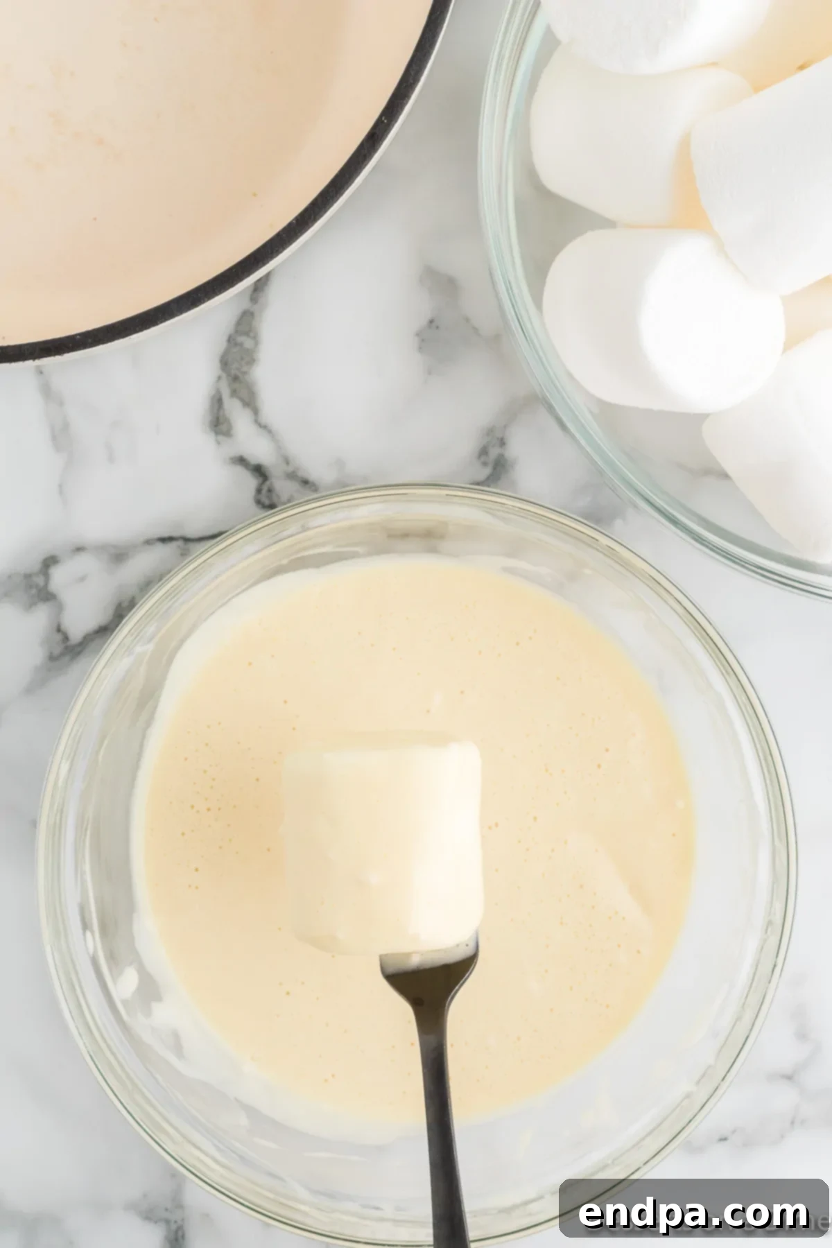 Marshmallow dipped in batter. 