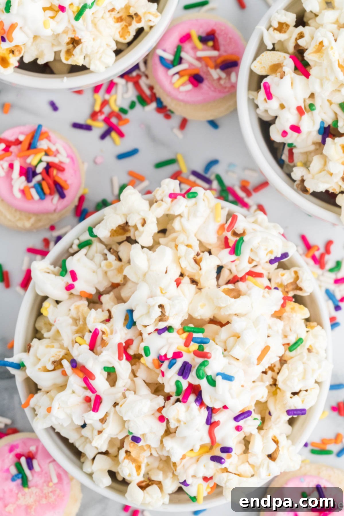 Bakery Sweet Popcorn 10 Sugar cookie popcorn in a bowl.