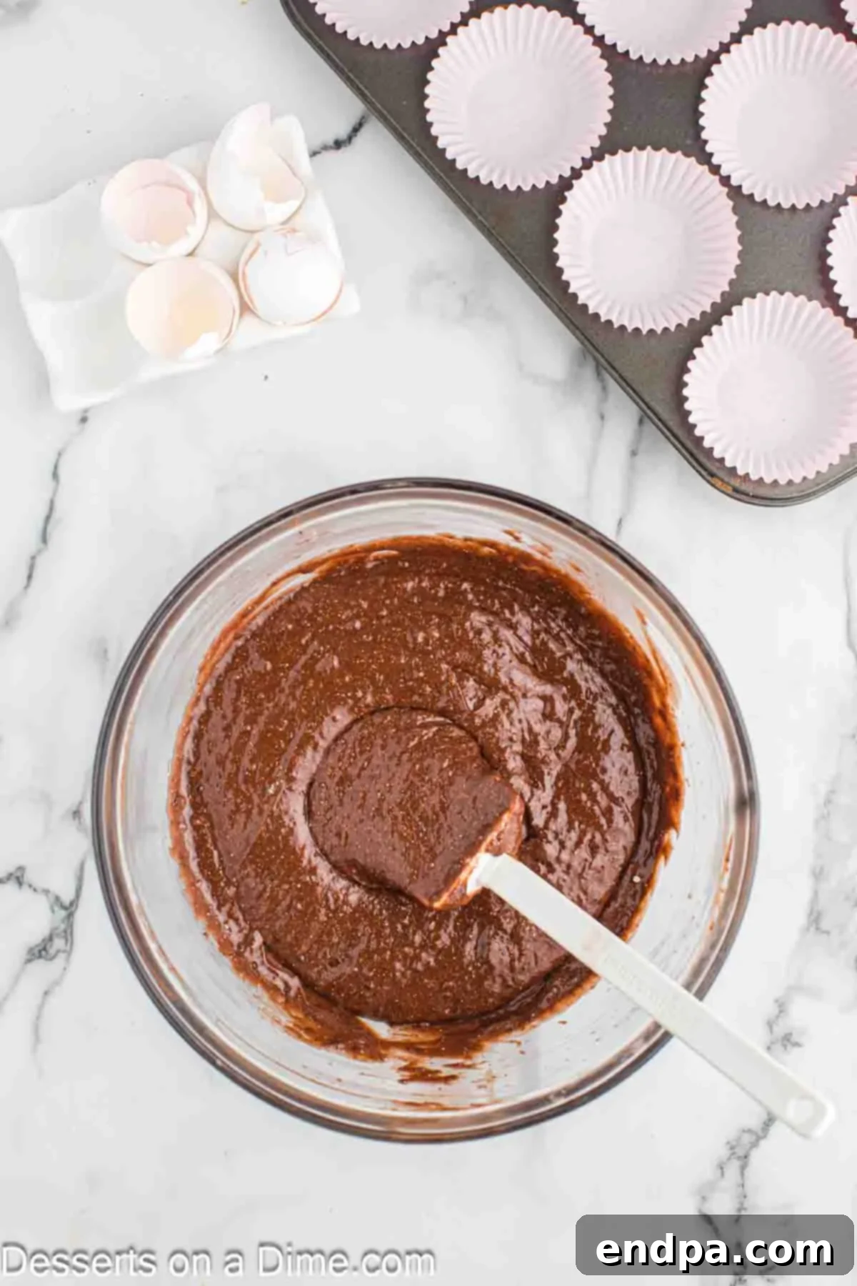 Mixing bowl with cake batter.