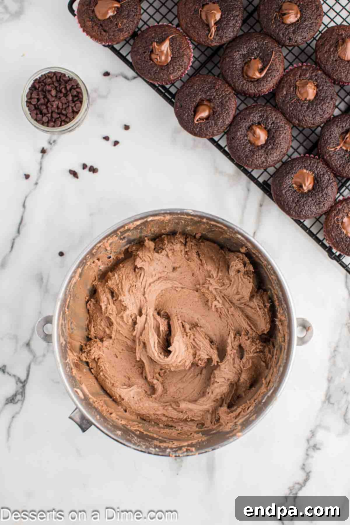 Nutella mixed into butter mixture.