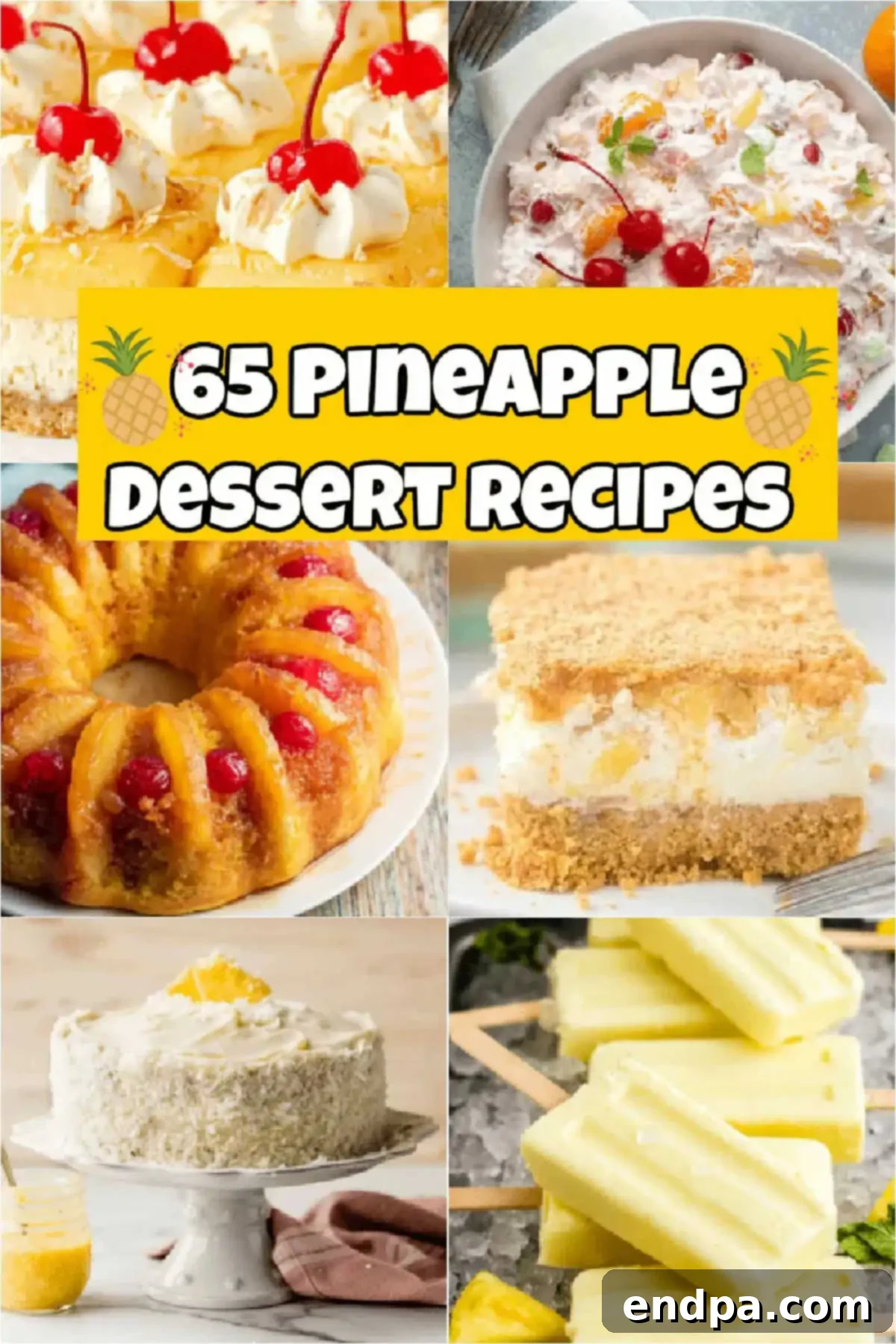 A collection of delicious and easy pineapple dessert recipes including fresh pineapple, crushed pineapple, no-bake options, and more, perfect for satisfying your tropical sweet tooth.