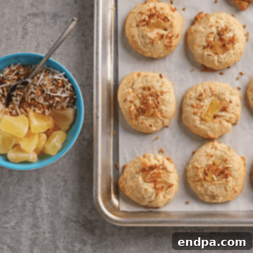 Soft Hawaiian Dream Cookies, filled with pineapple and coconut flavors, perfect for a tropical treat.