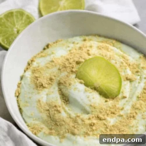 The Ultimate Collection of Tangy Lime Desserts 31 Key lime pie cheesecake dip in a serving bowl, garnished with lime zest.