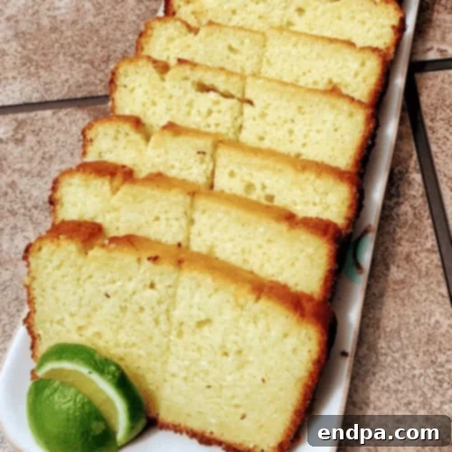 The Ultimate Collection of Tangy Lime Desserts 41 Slice of lime and lychee ricotta pound cake with a tender crumb.