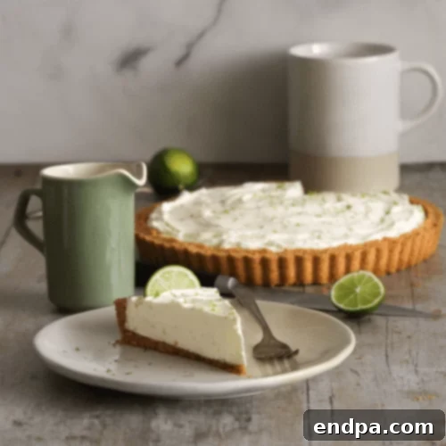 The Ultimate Collection of Tangy Lime Desserts 60 Ginger lime tart with a coconut macadamia crust, garnished with lime slices.