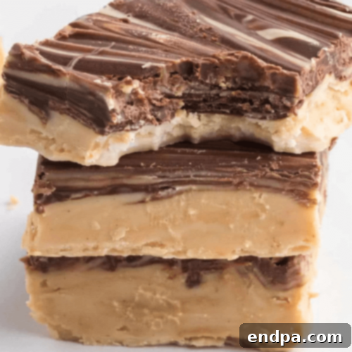 Swirled Tiger Butter Fudge, a creamy blend of peanut butter and chocolate.