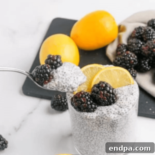 Healthy and delicious Chia Pudding, topped with fresh fruit.