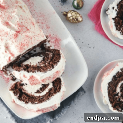 A beautifully decorated Gluten Free Chocolate Yule Log.