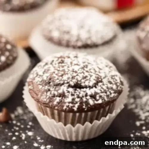 Light and moist Skinny Chocolate Cupcakes, subtly frosted, offering a guilt-free indulgence.