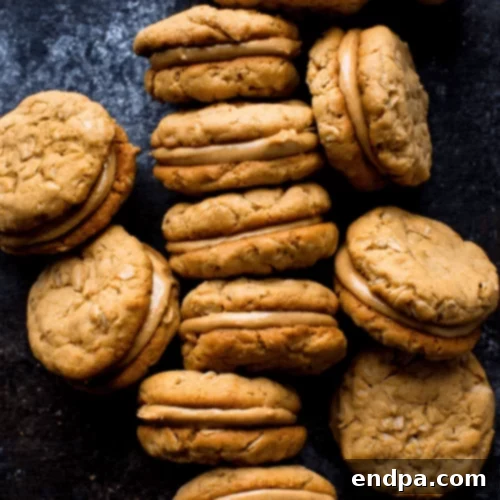 Peanut butter cookie sandwiches with a creamy filling.