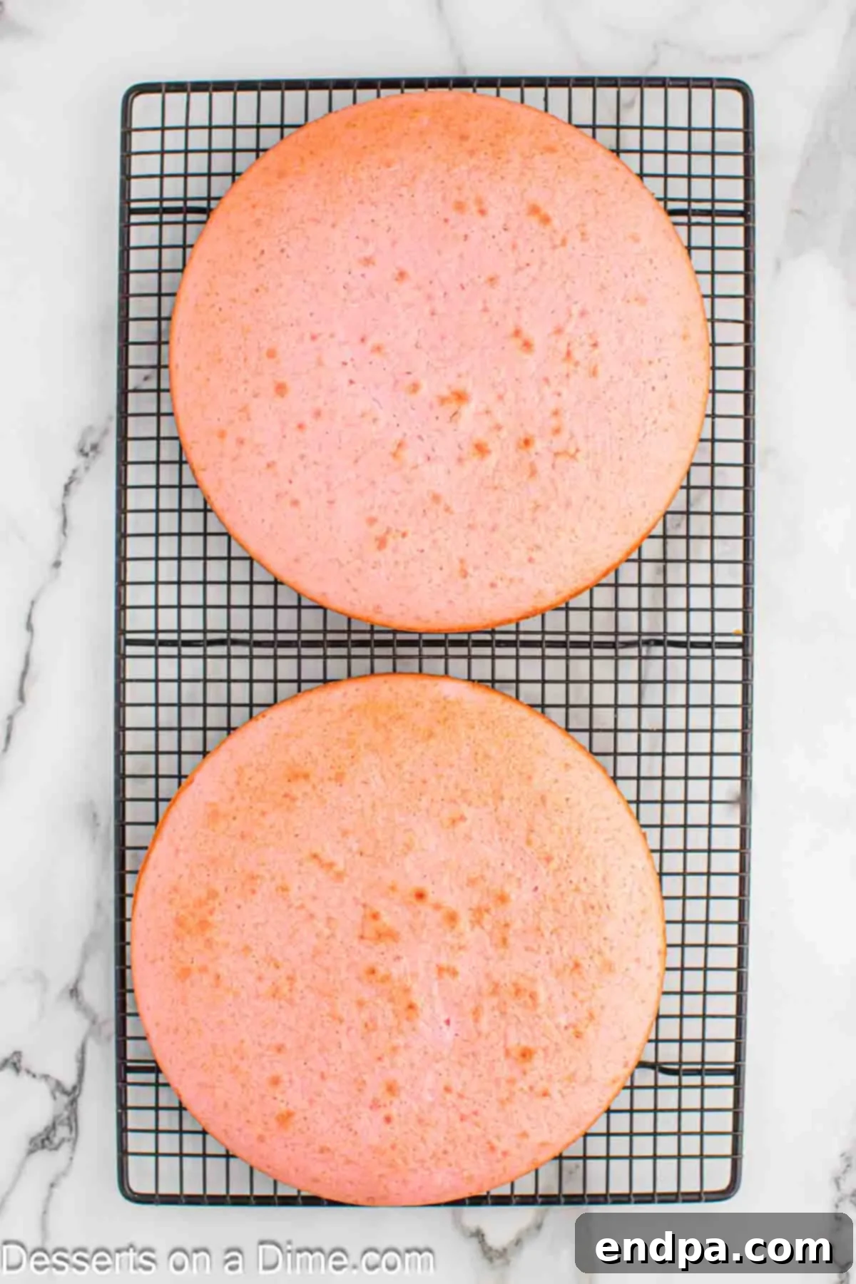 Cakes on cooling rack.