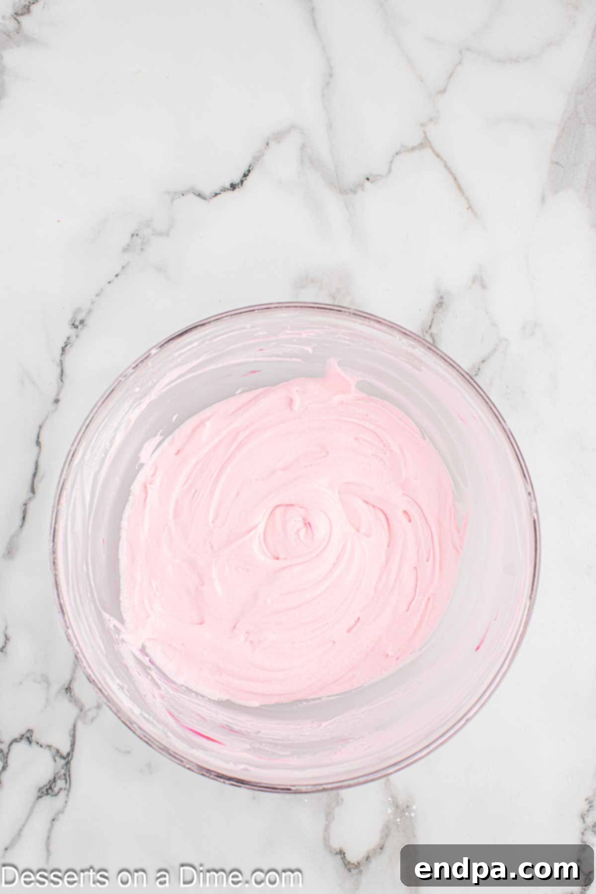 Food coloring added to frosting.