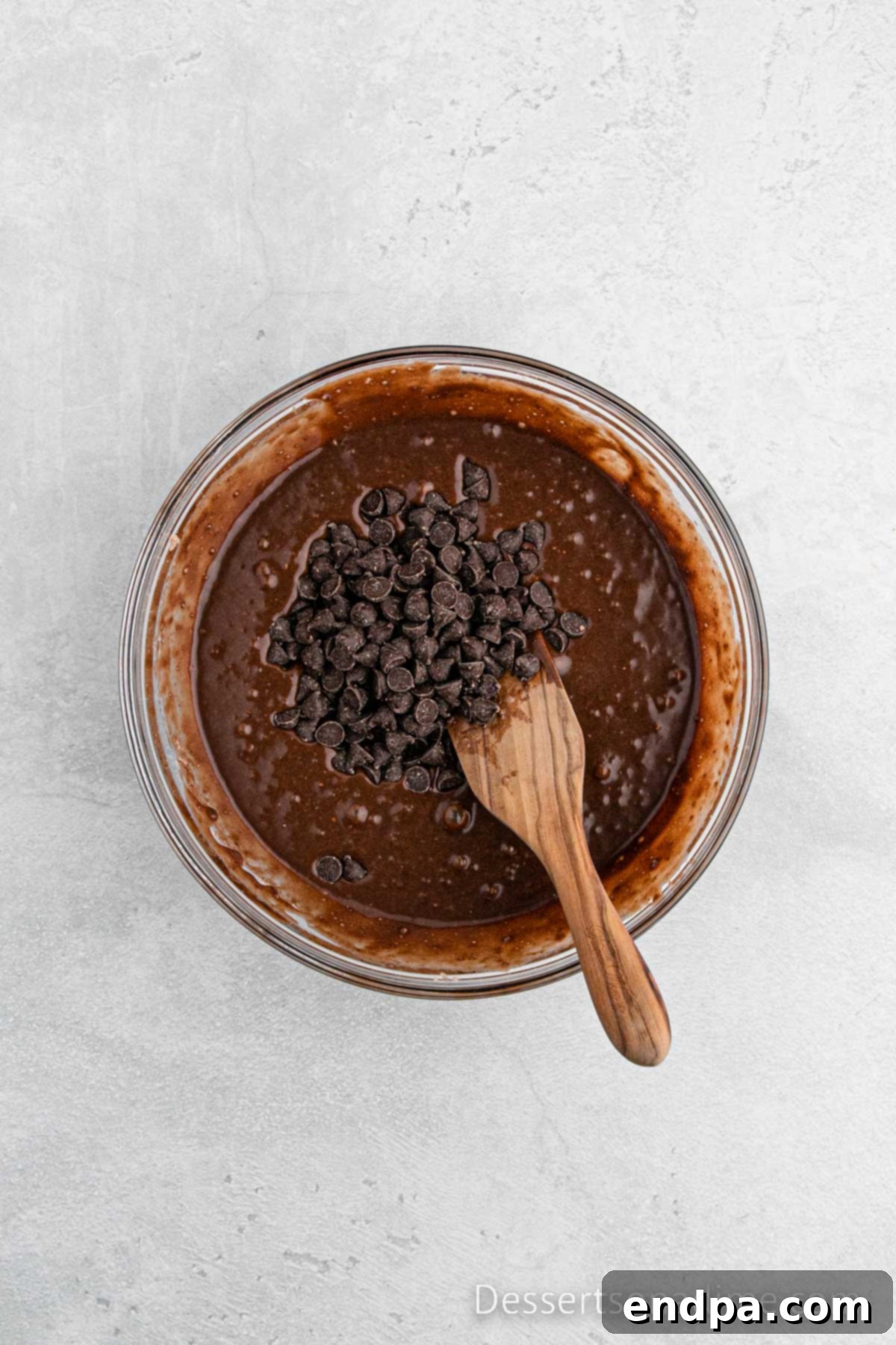 Chocolate Chips folded into batter.