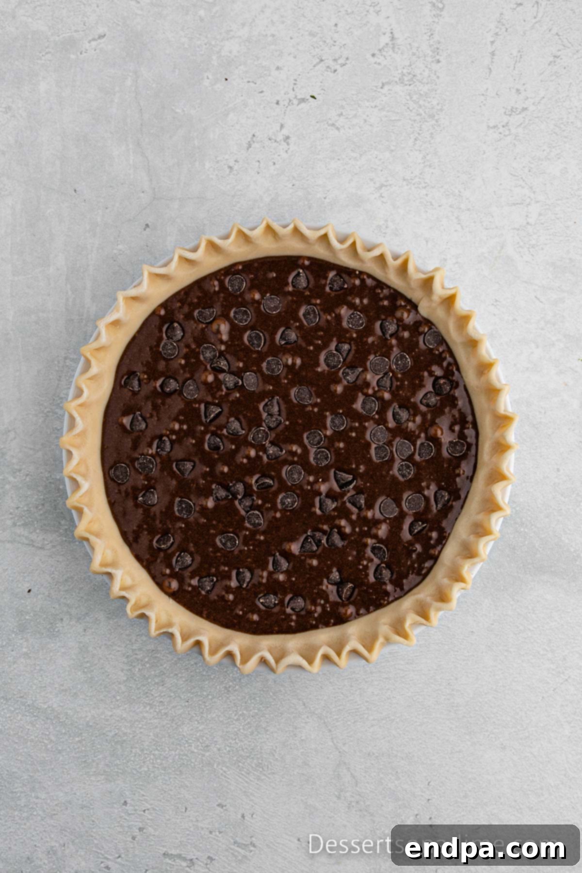 Batter poured into pie crust.