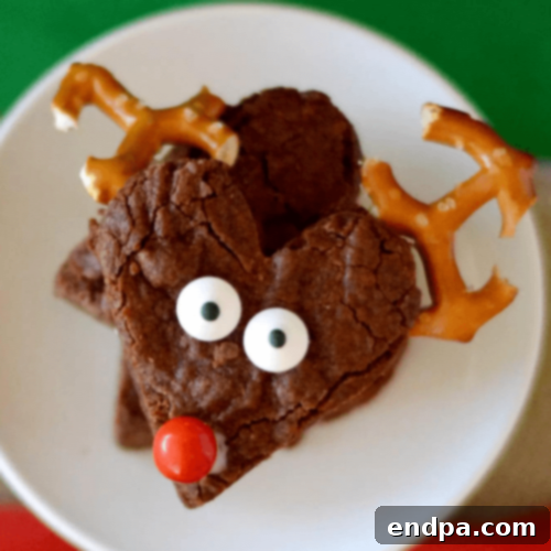 Heart-shaped Reindeer Brownies