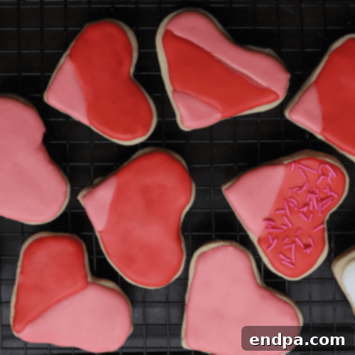 Heart Shaped Almond Sugar Cookies with royal icing