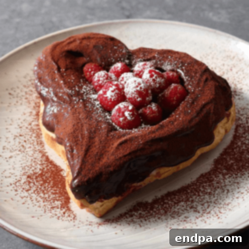 Heart-Shaped Chocolate Eclairs with raspberries