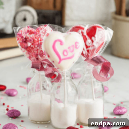 Heart-Shaped Chocolate Valentine Lollipop Treats