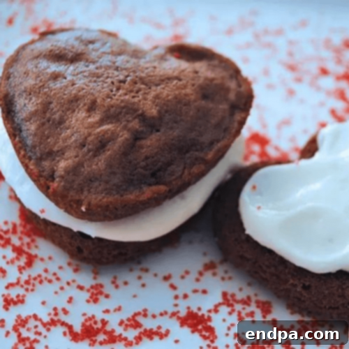 Heart Shaped Chocolate Whoopie Pies