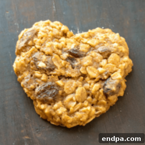 Heart-shaped Oatmeal Raisin Cookies