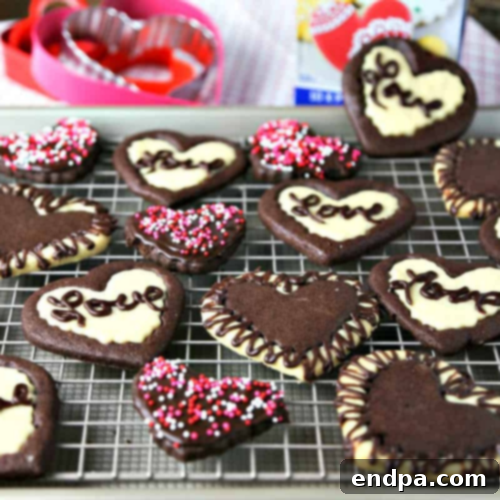 Chocolate and Vanilla Sweetheart Cookies