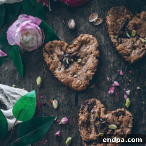 Pistachio and Chocolate Heart Cookies