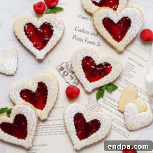 Heart Shaped Raspberry Linzer Cookies