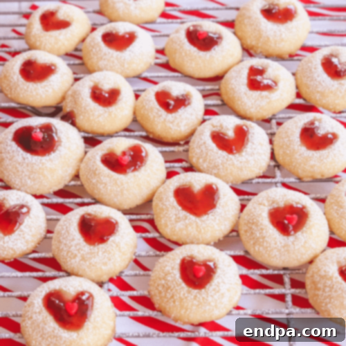 Valentine Heart Thumbprint Cookies with jam filling