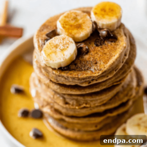 Cinnamon Chocolate Chip Pancakes with chocolate chips visible.