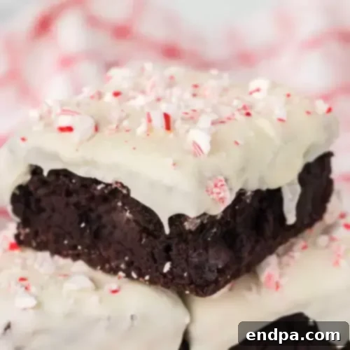 Festive White Chocolate Peppermint Brownies