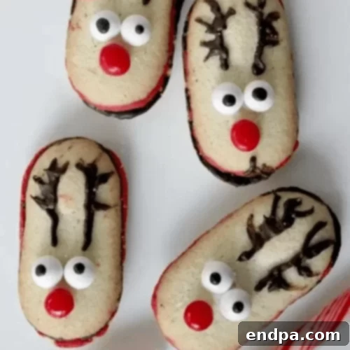 Festive Adorable Reindeer Cookies made with Milano cookies