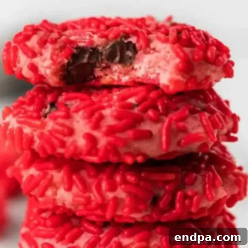 Strawberry Chocolate Chip Cookies with sprinkles