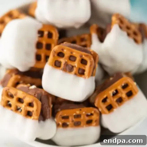 Salty and sweet Snickers Chocolate-Dipped Pretzels