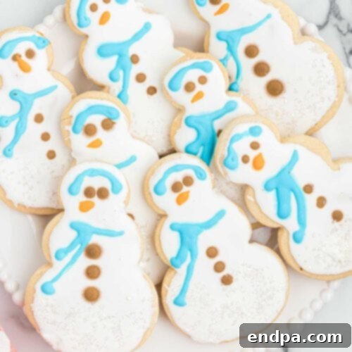 Starbucks Snowman Cookies with royal icing
